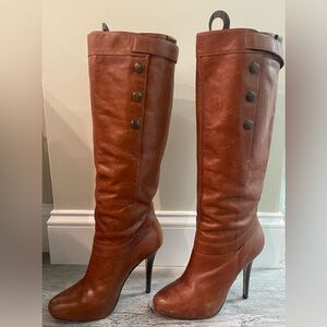 Steve Madden Leather Cognac Heeled Boots